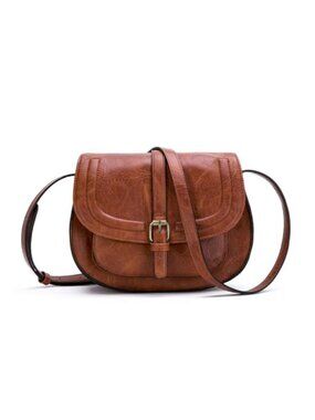 Vintage Saddle Crossbody Bag for Women Vegan Leather Adjustable Strap Boho Purse